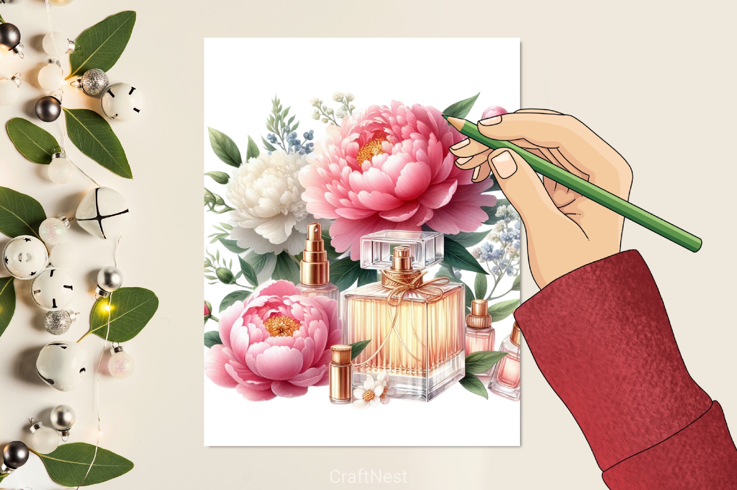 Perfume Peonies Clipart Bundle - CraftNest - Digital Crafting and Art