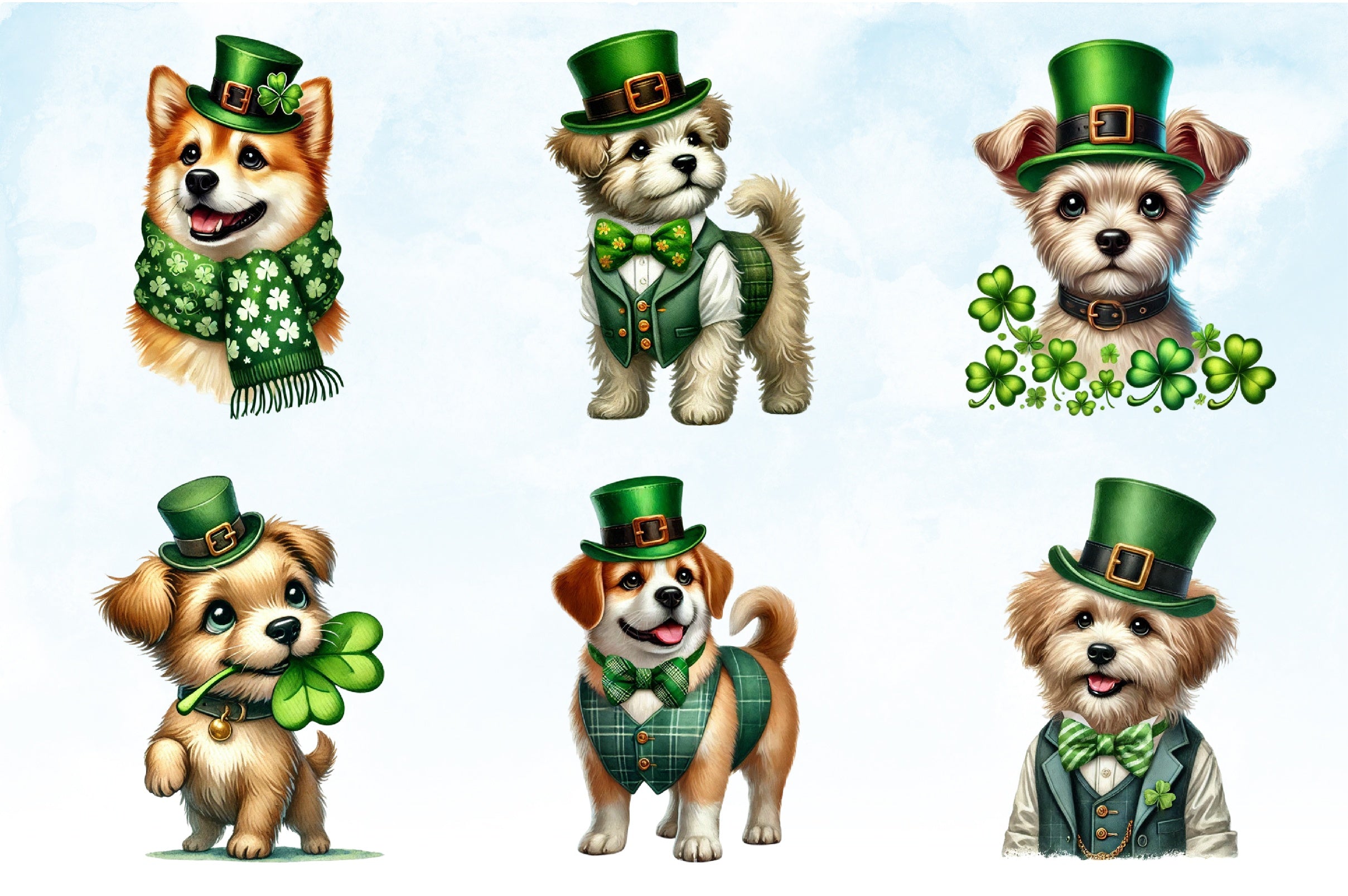 St Patrick's Day Dogs Clipart Bundle - CraftNest - Digital Crafting and Art