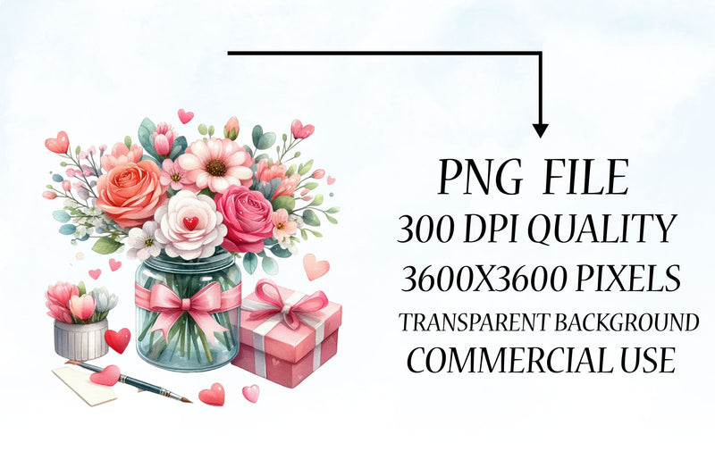 Valentine Flowers Jar Clipart Bundle - CraftNest - Digital Crafting and Art