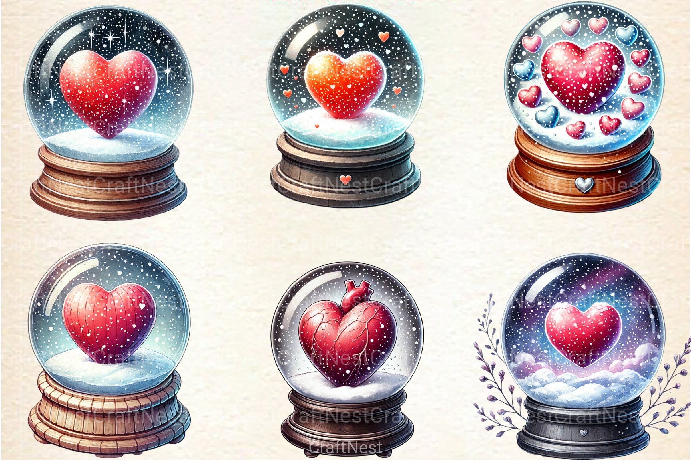 Love Snowglobe Clipart Bundle - CraftNest - Digital Crafting and Art