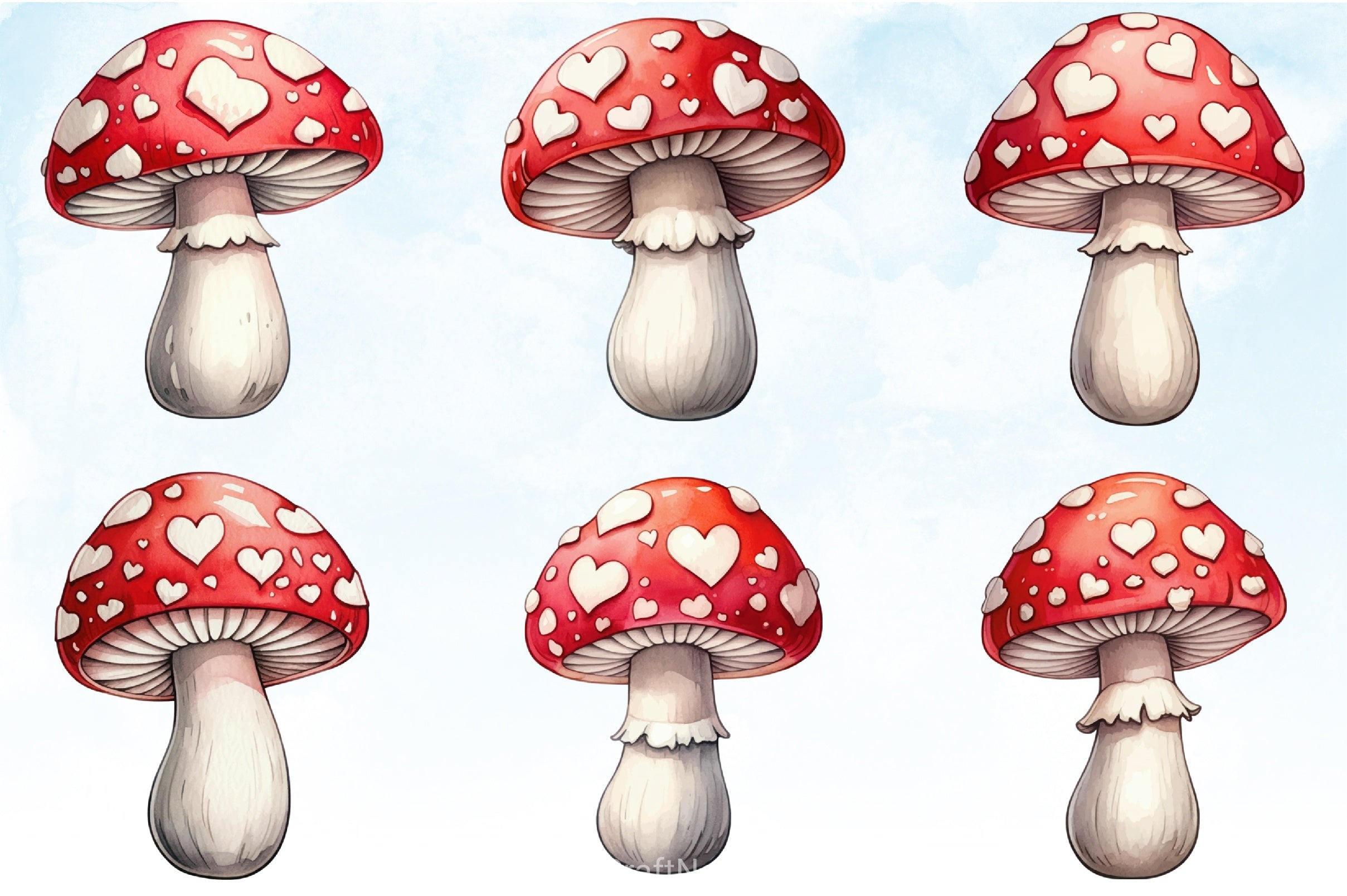 Valentine's Day Mushroom Clipart Bundle - CraftNest - Digital Crafting and Art