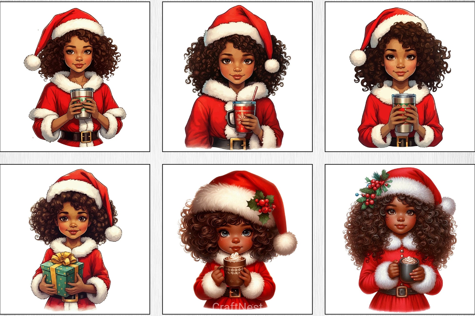 Christmas Black Girl Clipart Bundle 2 - CraftNest - Digital Crafting and Art