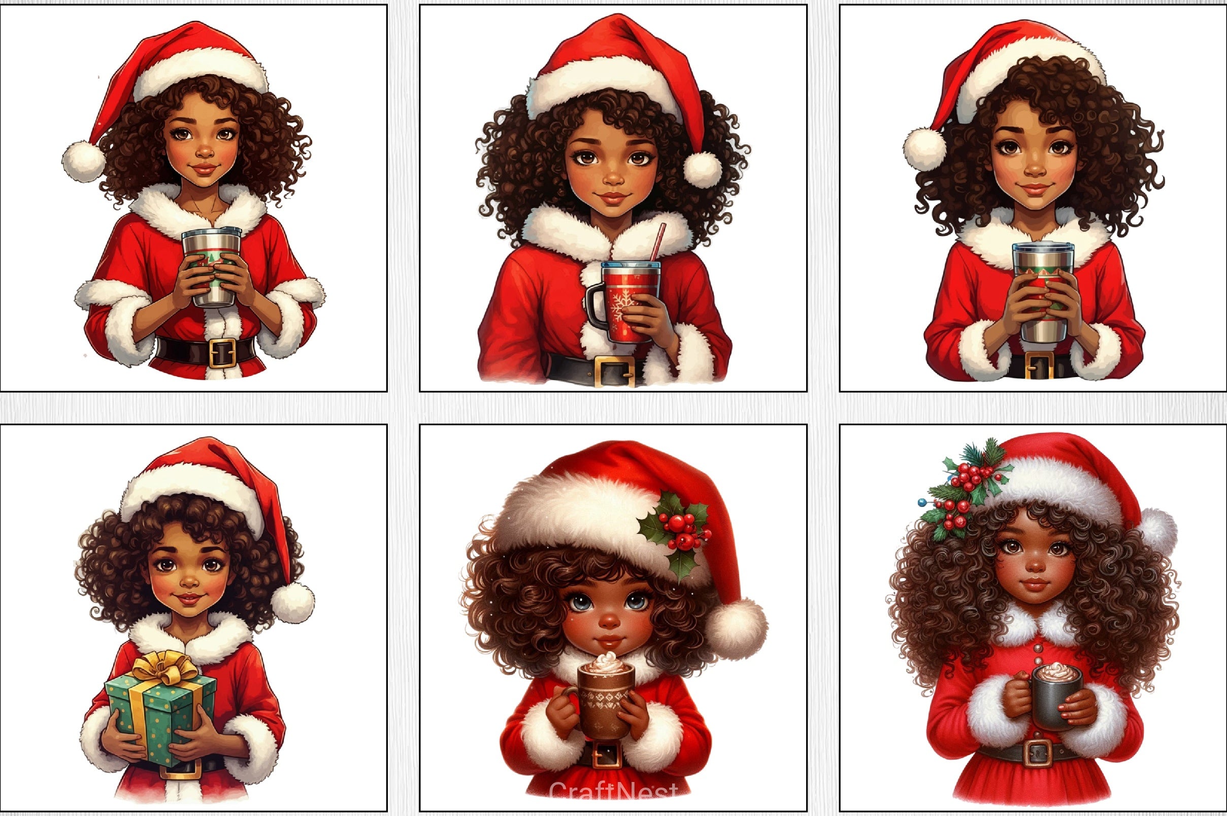 Christmas Black Girl Clipart Bundle 2 - CraftNest - Digital Crafting and Art