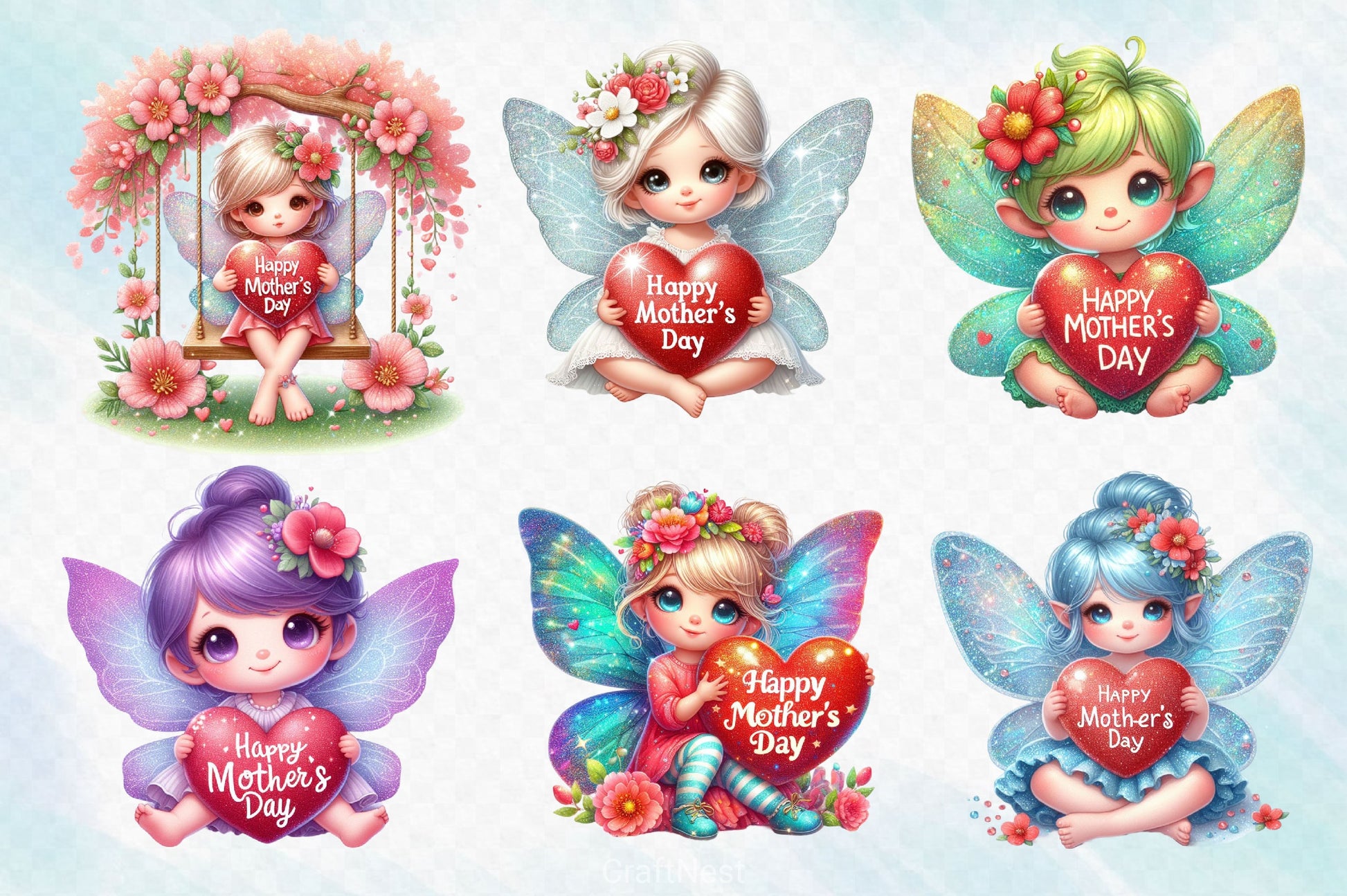 Mothers Day Cute Fairy Clipart Bundle - CraftNest - Digital Crafting and Art