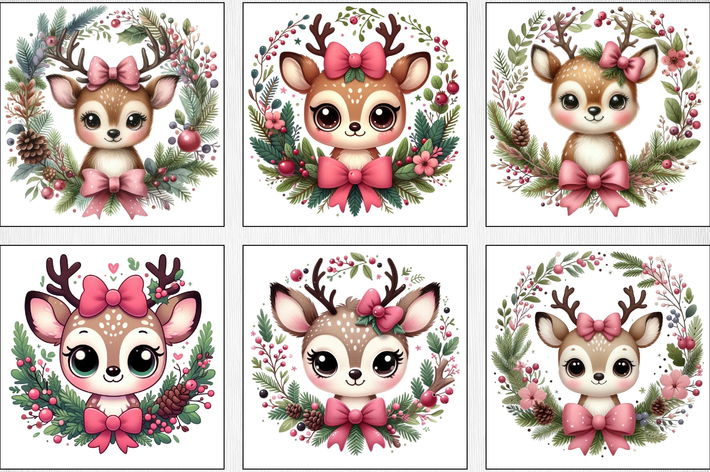 Christmas Reindeer Wreath Clipart Bundle - CraftNest - Digital Crafting and Art