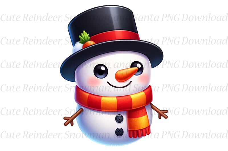 Cute Reindeer, Snowman & Santa Clipart Bundle - CraftNest - Digital Crafting and Art