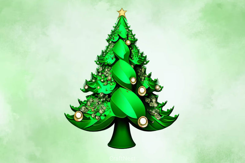 Green Glam Christmas Tree Clipart Bundle - CraftNest - Digital Crafting and Art
