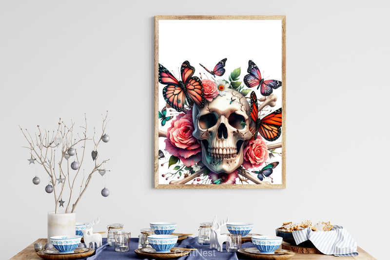 Floral Skull & Butterflies Clipart Bundle - CraftNest - Digital Crafting and Art