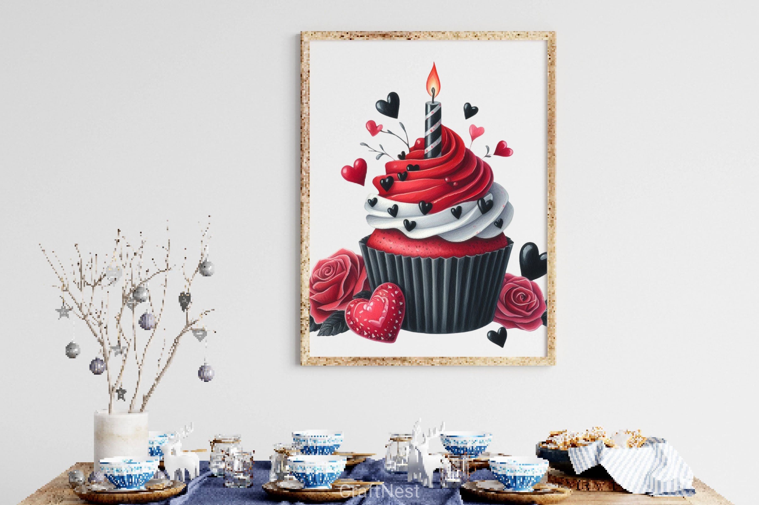 Valentine Gothic Cupcake Clipart Bundle - CraftNest - Digital Crafting and Art