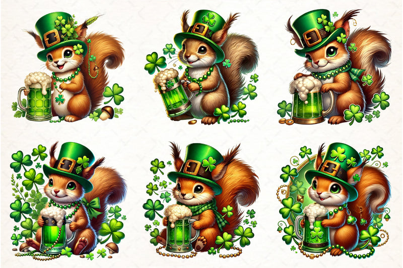 Cute Squirrel St. Patrick's Day Clipart Bundle - CraftNest - Digital Crafting and Art