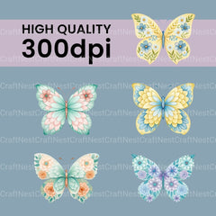 Flower Butterflies Clipart Bundle - CraftNest - Digital Crafting and Art