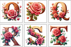 Wood Alphabet Rose Clipart Bundle 1 - CraftNest - Digital Crafting and Art
