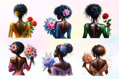 Black Woman Rear View Clipart Bundle - CraftNest - Digital Crafting and Art