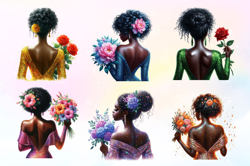 Black Woman Rear View Clipart Bundle - CraftNest - Digital Crafting and Art