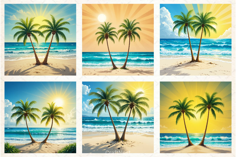 Summer Tropical Beach Clipart Bundle - CraftNest - Digital Crafting and Art