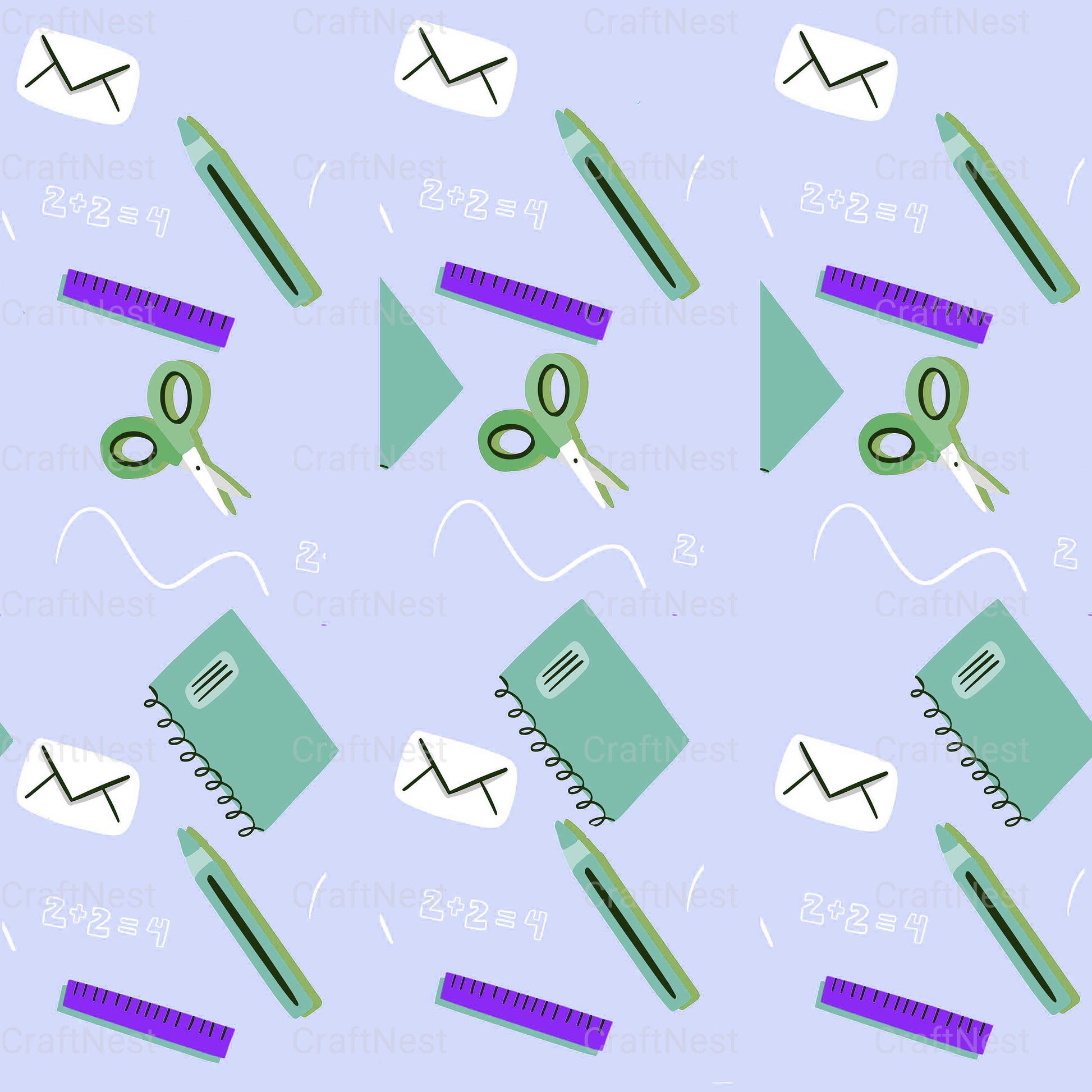 Back to School Blue Digital Paper - CraftNest - Digital Crafting and Art