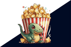 Cute Popcorn Dinosaur Fast Food Clipart Bundle - CraftNest - Digital Crafting and Art