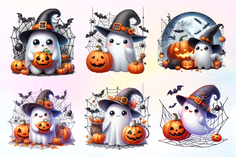 Halloween Cute Ghost Clipart Bundle 3 - CraftNest - Digital Crafting and Art