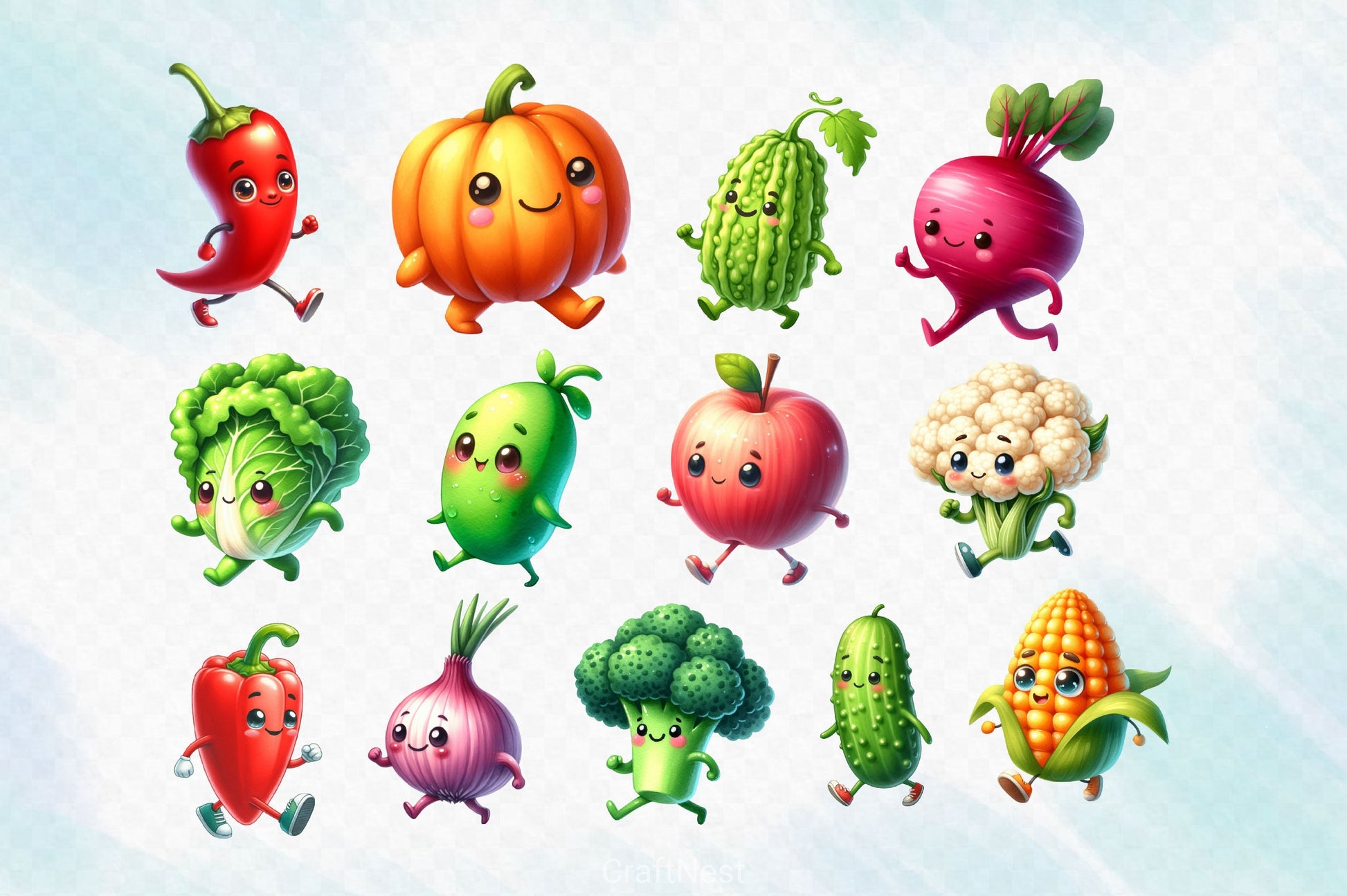 Cute Vegetables Clipart Bundle 3 - CraftNest - Digital Crafting and Art