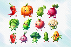 Cute Vegetables Clipart Bundle 3 - CraftNest - Digital Crafting and Art