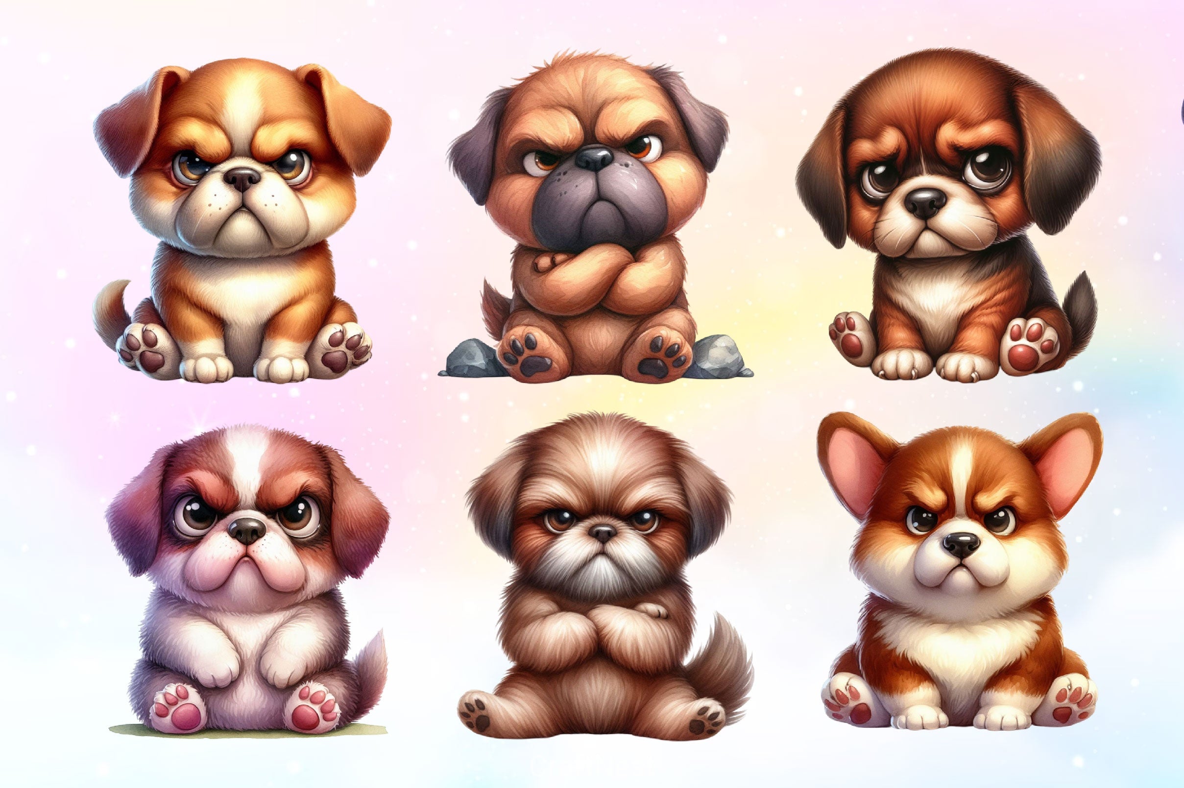 Funny Grumpy Dog Clipart Bundle - CraftNest - Digital Crafting and Art