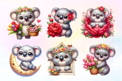 Floral Koala Clipart Bundle 2 - CraftNest - Digital Crafting and Art