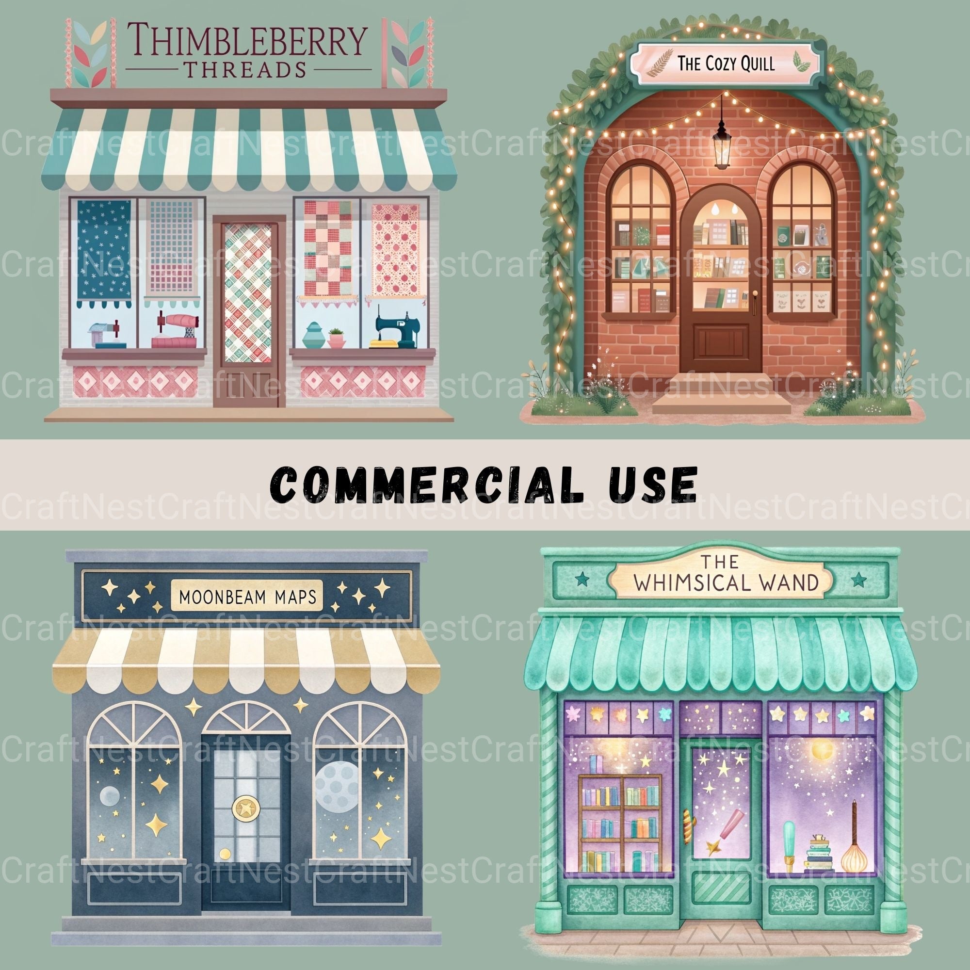 Village Shops Whimsical Clipart Bundle - CraftNest - Digital Crafting and Art