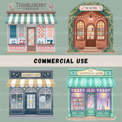 Village Shops Whimsical Clipart Bundle - CraftNest - Digital Crafting and Art