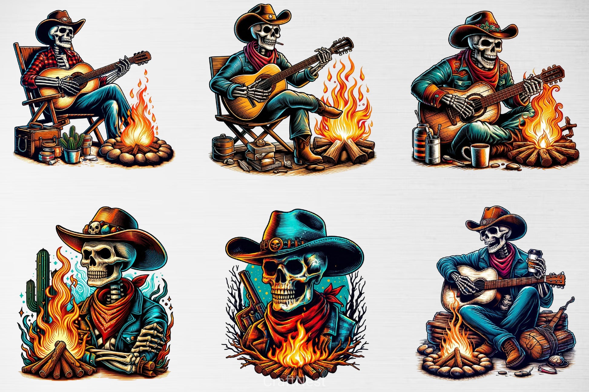 Skeleton Cowboy Clipart Bundle 1 - CraftNest - Digital Crafting and Art