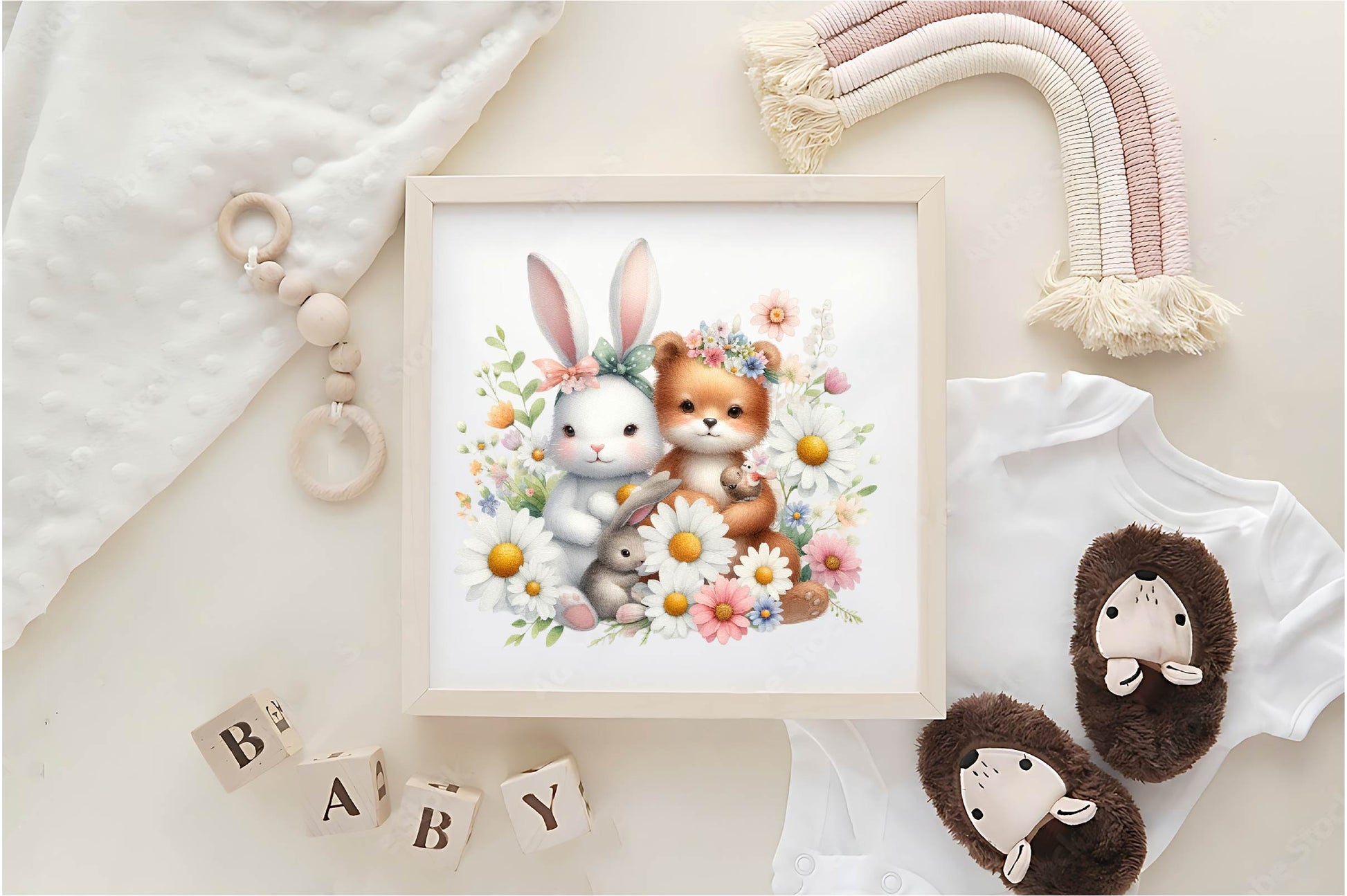 Cute Animals & Daisy Flowers Clipart Bundle 1 - CraftNest - Digital Crafting and Art