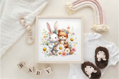 Cute Animals & Daisy Flowers Clipart Bundle 1 - CraftNest - Digital Crafting and Art