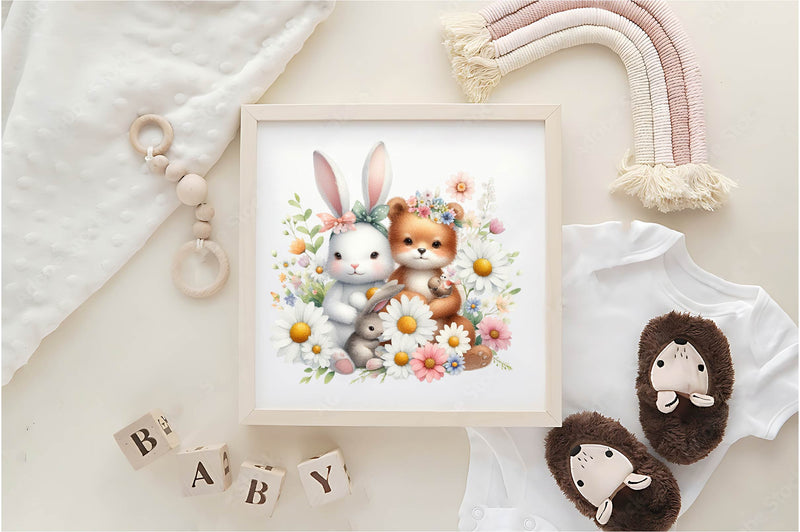 Cute Animals & Daisy Flowers Clipart Bundle 1 - CraftNest - Digital Crafting and Art