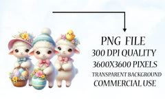 Cute Easter Lamb Clipart Bundle - CraftNest - Digital Crafting and Art