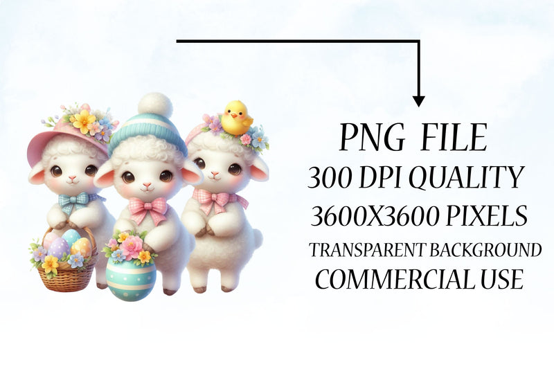 Cute Easter Lamb Clipart Bundle - CraftNest - Digital Crafting and Art