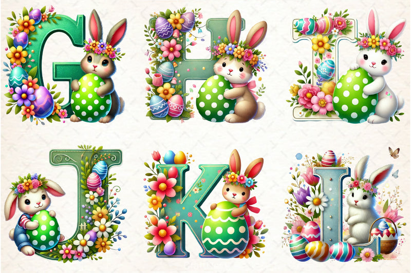 Easter Bunny Alphabet Clipart Bundle 3 - CraftNest - Digital Crafting and Art