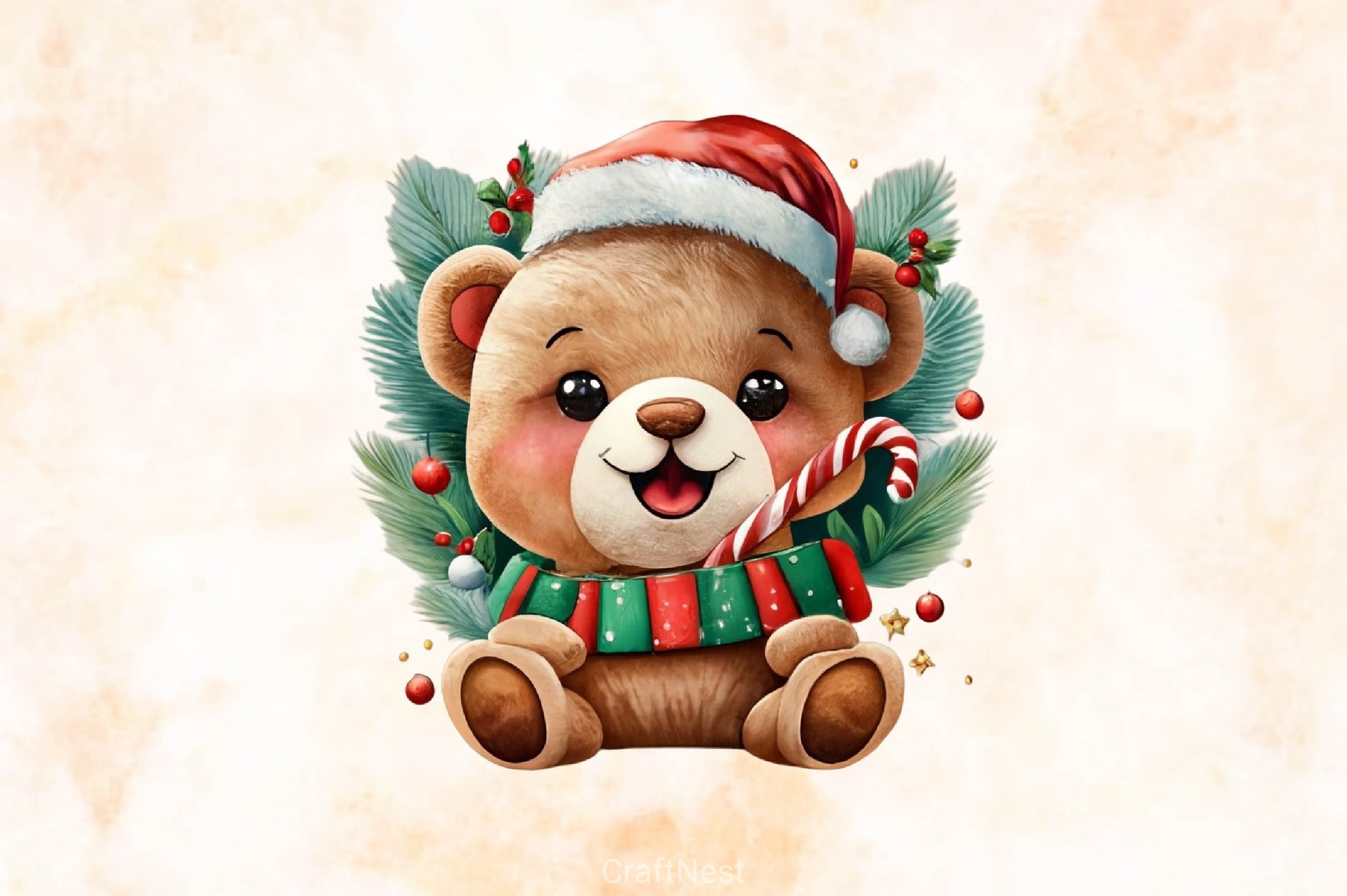 Cute Teddy Christmas Clipart Bundle - CraftNest - Digital Crafting and Art