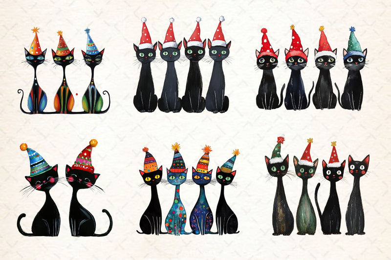 Whimsical Christmas Cat Clipart Bundle - CraftNest - Digital Crafting and Art