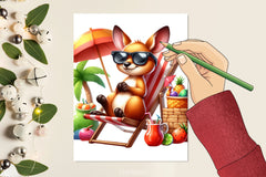 Cute Kangaroo Beach Clipart Bundle - CraftNest - Digital Crafting and Art