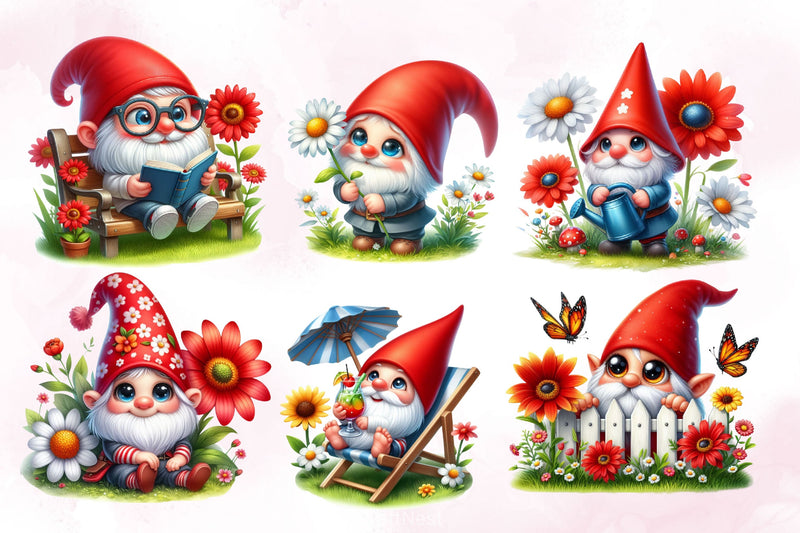 Cute Summer Gnome Clipart Bundle 1 - CraftNest - Digital Crafting and Art