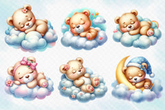 Sleeping Teddy Bear Clipart Bundle - CraftNest - Digital Crafting and Art