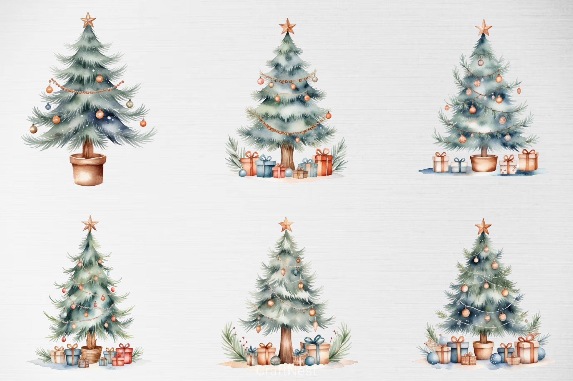 Cozy Winter Christmas Tree Clipart - CraftNest - Digital Crafting and Art