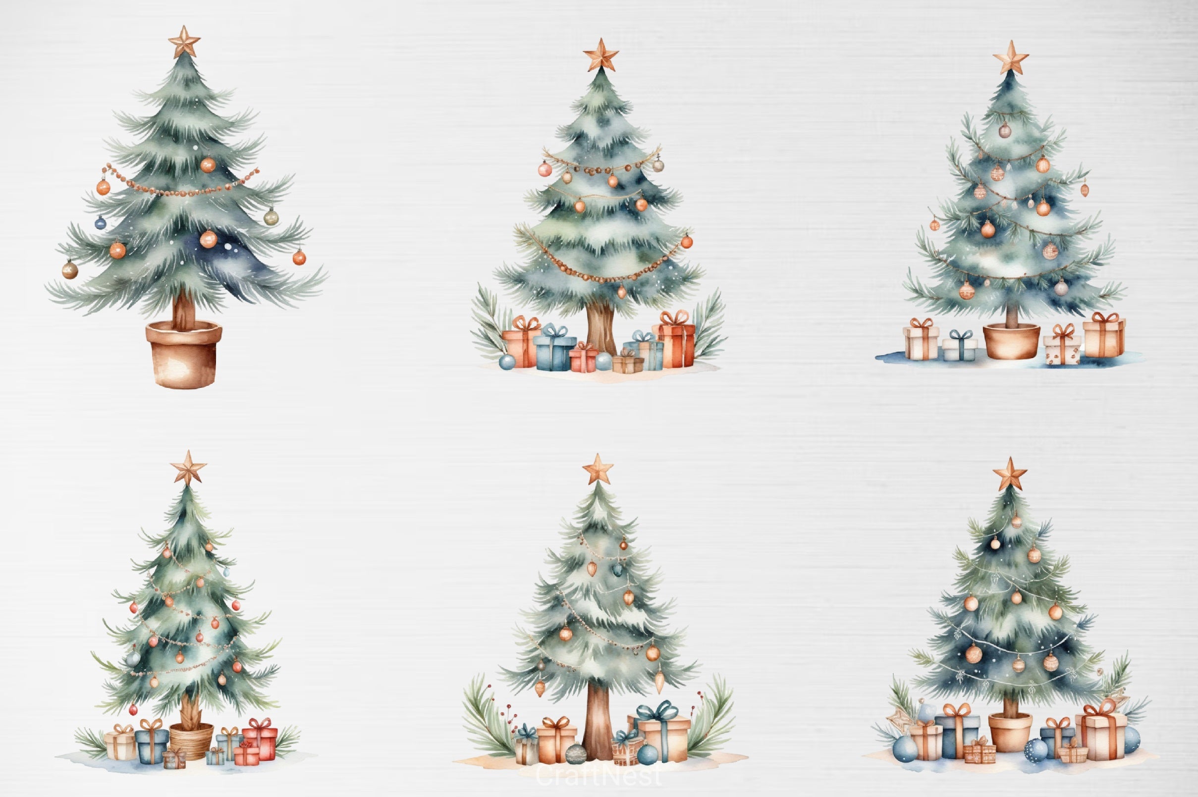 Cozy Winter Christmas Tree Clipart - CraftNest - Digital Crafting and Art