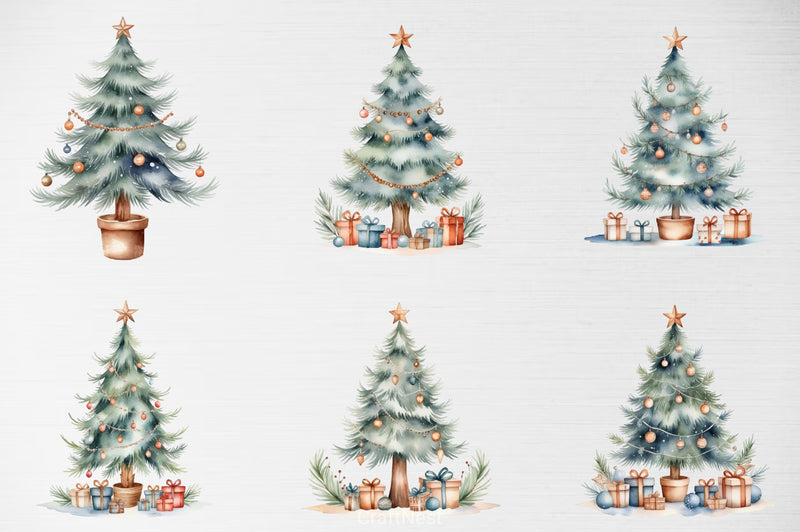 Cozy Winter Christmas Tree Clipart - CraftNest - Digital Crafting and Art