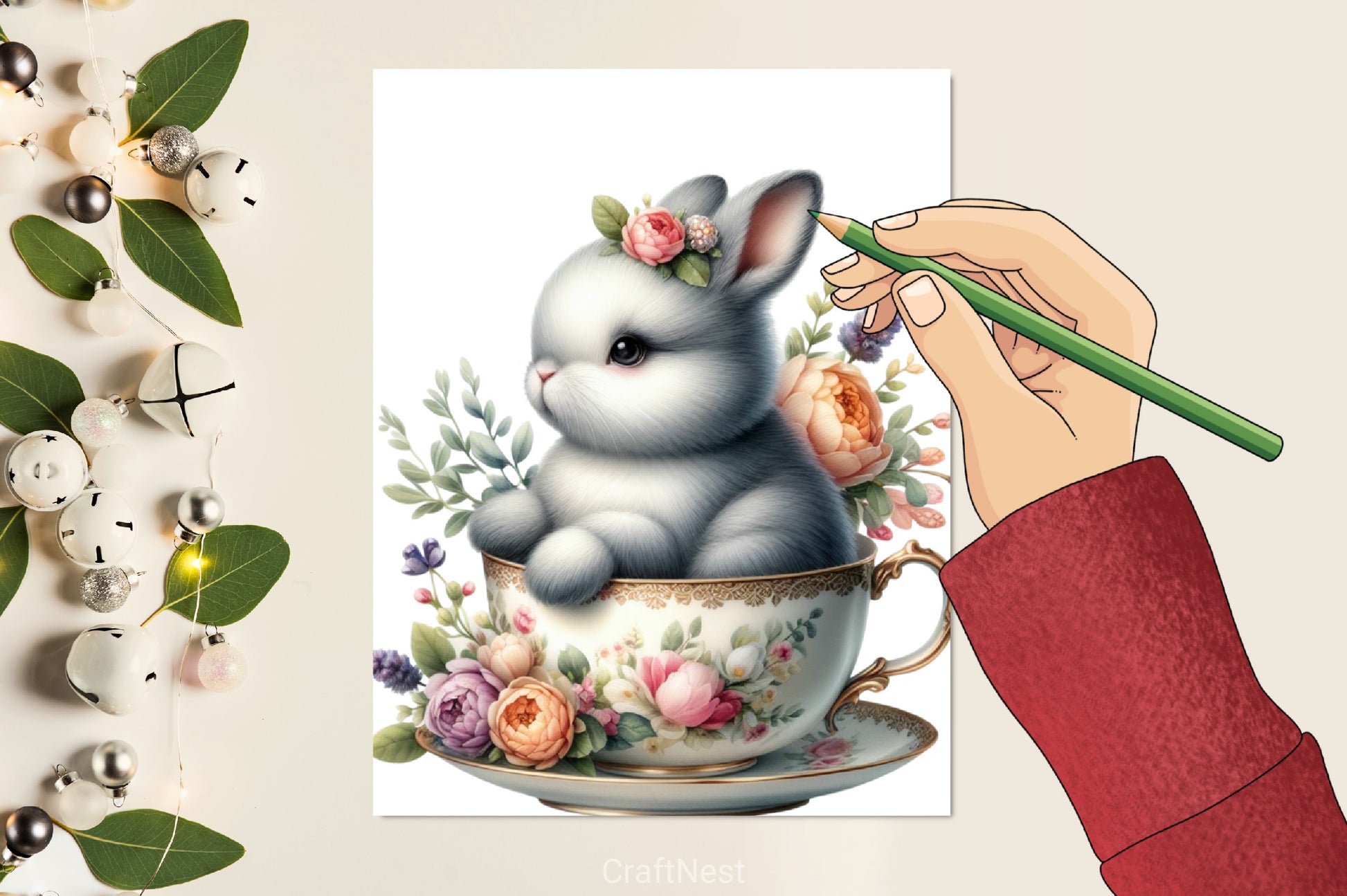 Bunny Teacup Clipart Bundle - CraftNest - Digital Crafting and Art