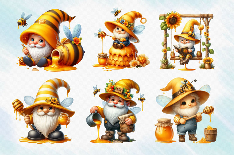 Honey Bee Gnome Clipart Bundle 4 - CraftNest - Digital Crafting and Art