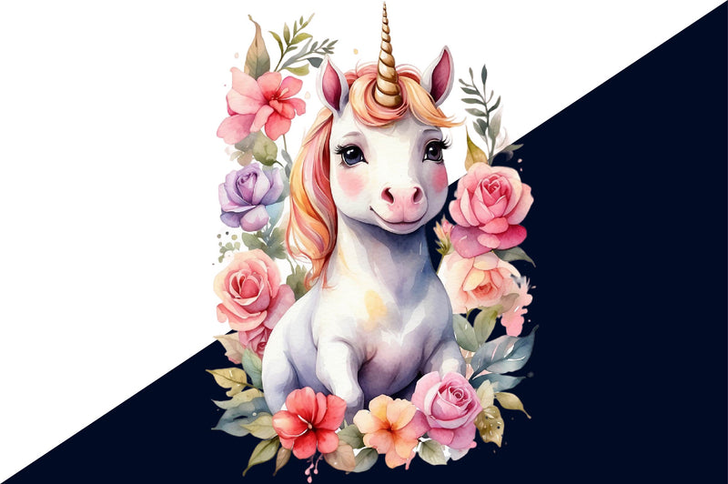 Beautiful Unicorn With Flower Clipart Bundle - CraftNest - Digital Crafting and Art