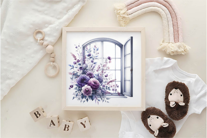 Purple Floral Windows Clipart Bundle - CraftNest - Digital Crafting and Art