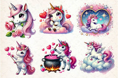Cute Valentines Day Unicorn Clipart Bundle 3 - CraftNest - Digital Crafting and Art