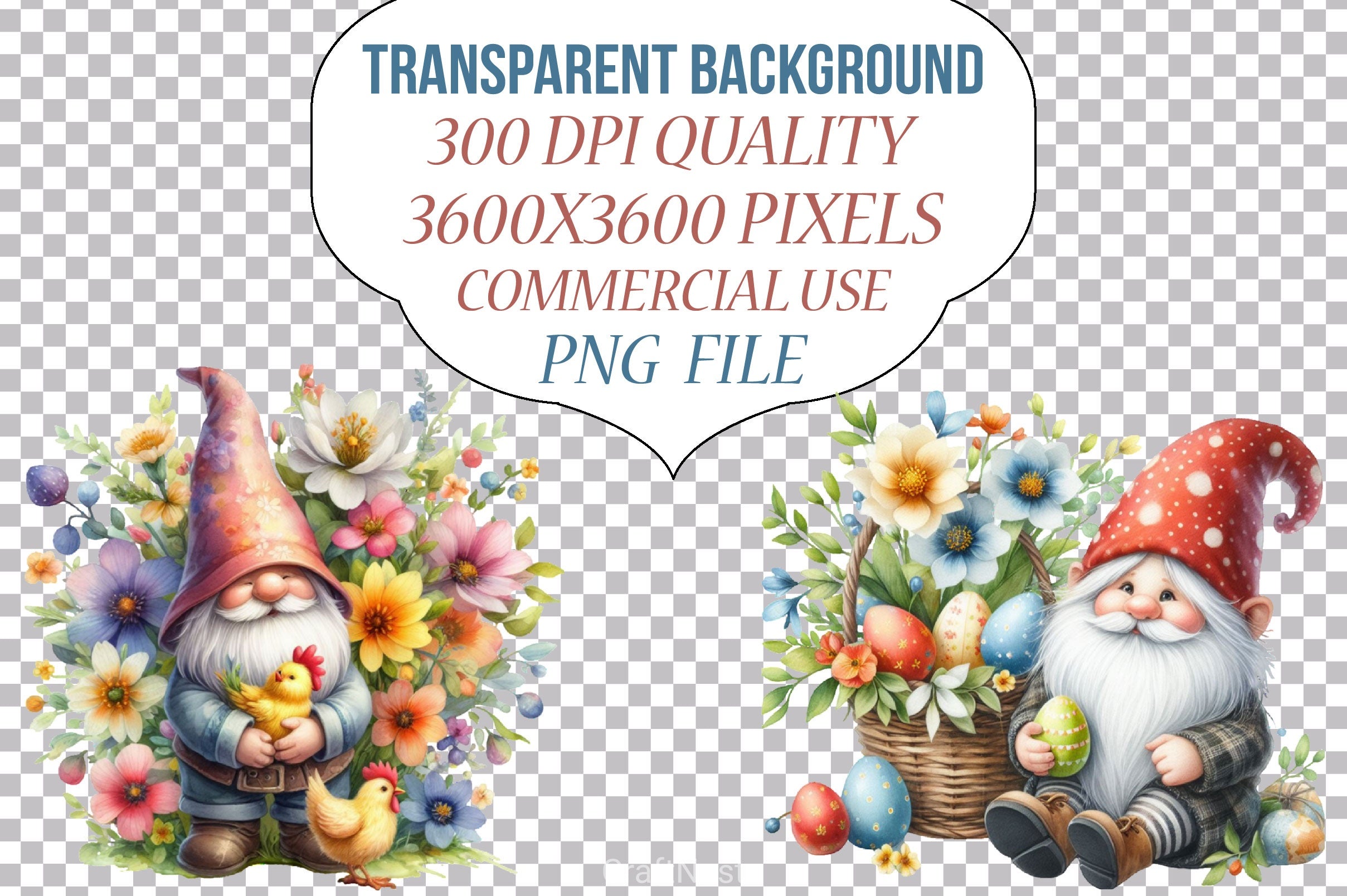 Easter Gnome Clipart Bundle 17 - CraftNest - Digital Crafting and Art