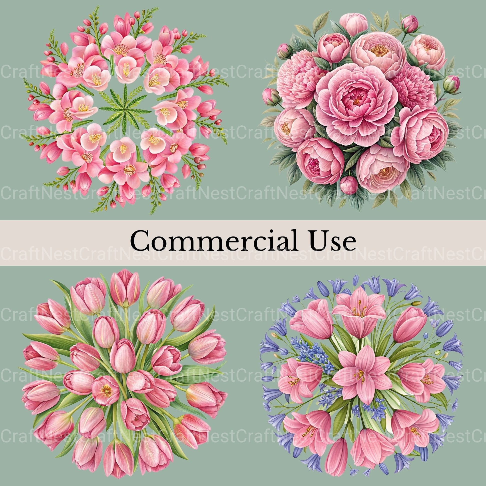 Pink Coquette Flowers Clipart Bundle - CraftNest - Digital Crafting and Art